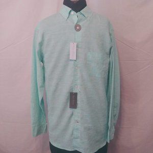 NWT MENS DANIEL CREMIEUX STRETCH LINEN SHIRT - MED